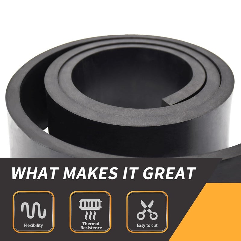TEKDOE 1/2 Inch Thick Neoprene Rubber Strips and Heavy-Duty Solid Rubber Rolls, Sheet for DIY Gasket, Warehouse, Pads, Seals, Weather Stripping, Flooring (3 Inch Wide, 5 Feet Long) - Image 2